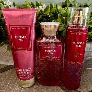 Bath & Body Works Forever Red Spa Set - Body Cream, Shower Gel and Mist Spray